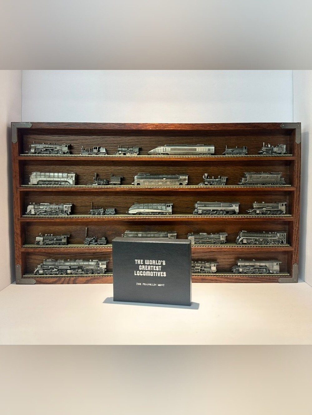 Franklin Mint 'The World's Greatest Locomotives' Wall Display Box And Trains
